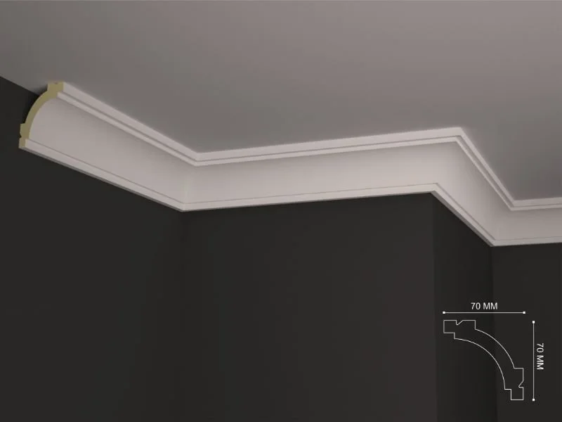 Bagheta de colt / Cornisa de interior poliuretan BC39 dimensiuni 70x70x2000mm - imagine 2