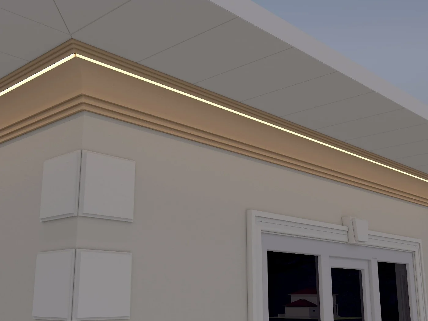 Cornisa decorativa de exterior FP432 dimensiuni 180x180x2000mm - imagine 3