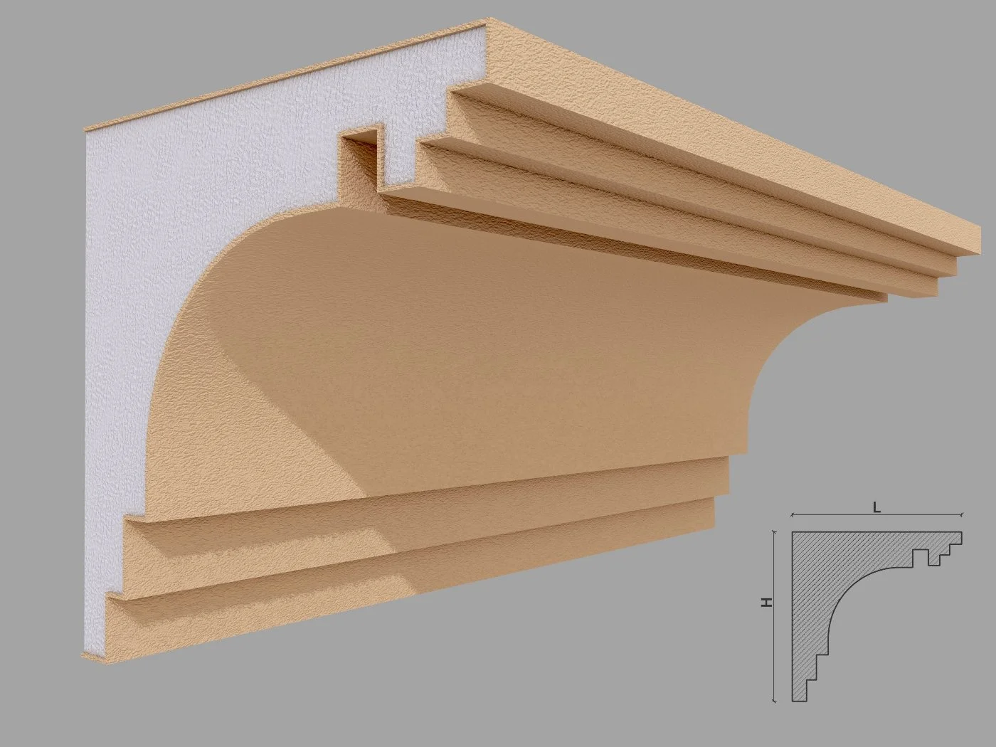 Cornisa decorativa de exterior FP432 dimensiuni 180x180x2000mm - imagine 1