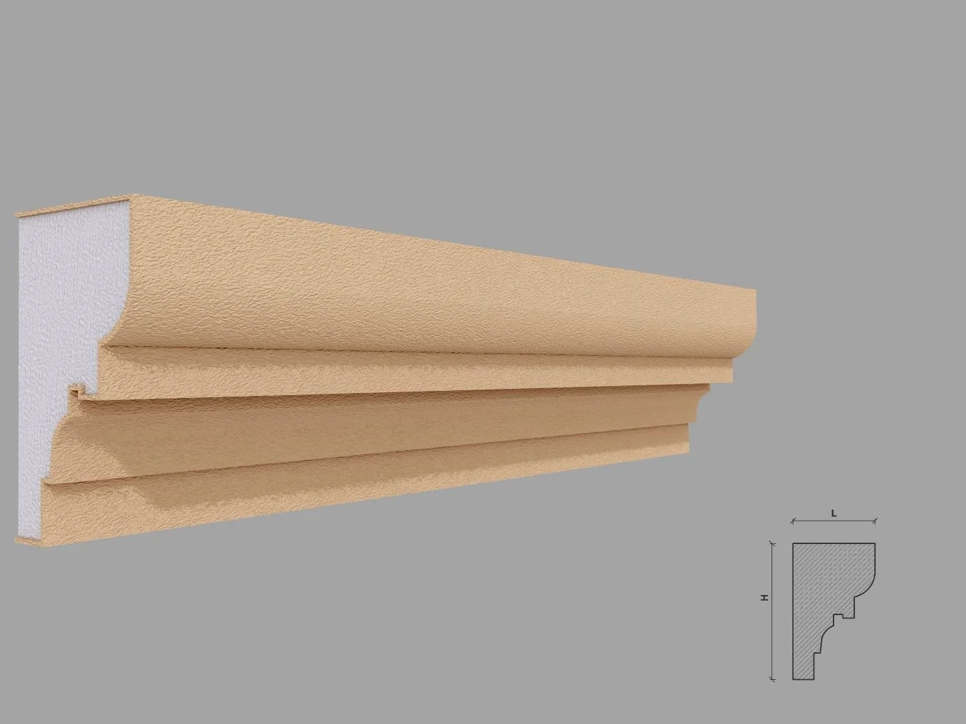 Solbanc/pervaz decorativ exterior FP205D dimensiuni 100x70x2000mm - imagine 1