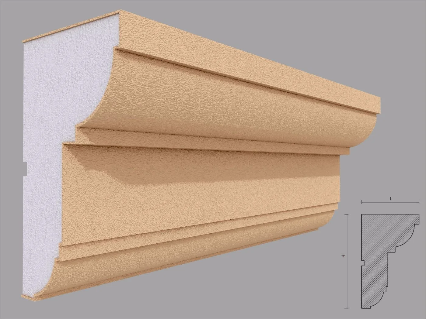 Cornisa decorativa de exterior FP409 dimensiuni 180x106x2000mm - imagine 1