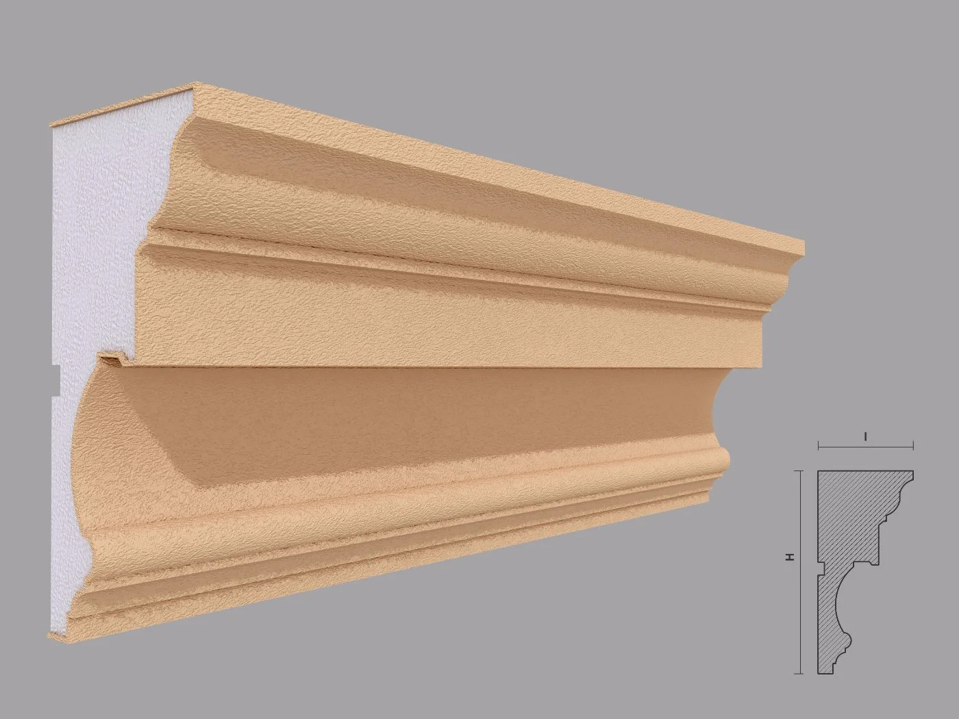 Cornisa decorativa de exterior FP412 dimensiuni 160x80x2000mm - imagine 1