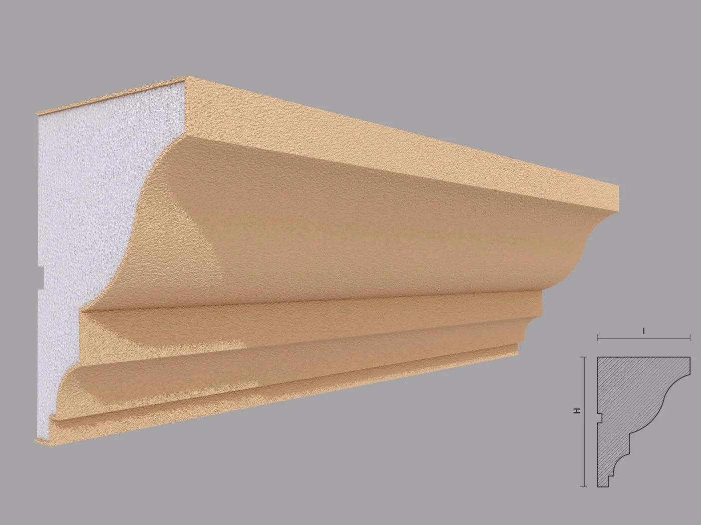 Cornisa decorativa de exterior FP415 dimensiuni 140x100x2000mm - imagine 1