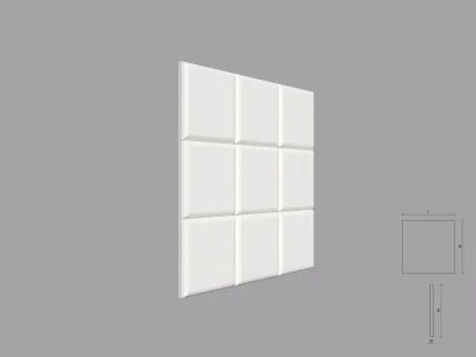 Panou 3D de interior poliuretan RUBI dimensiuni 600x16x600mm