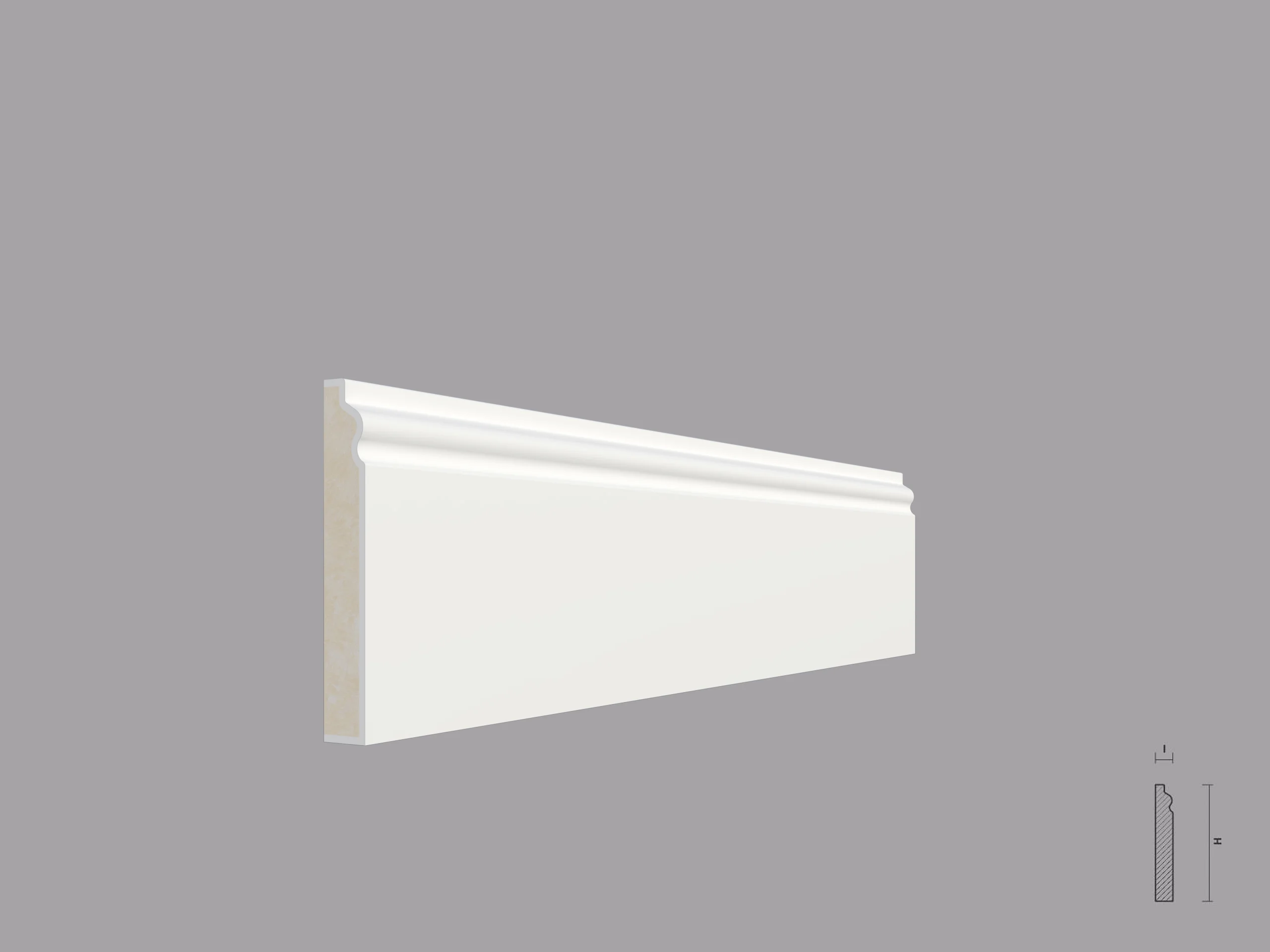 Plinta poliuretan de interior PL05- sectiune Plinta poliuretan de interior PL05 dimensiuni 80x12x2000mm - imagine 1