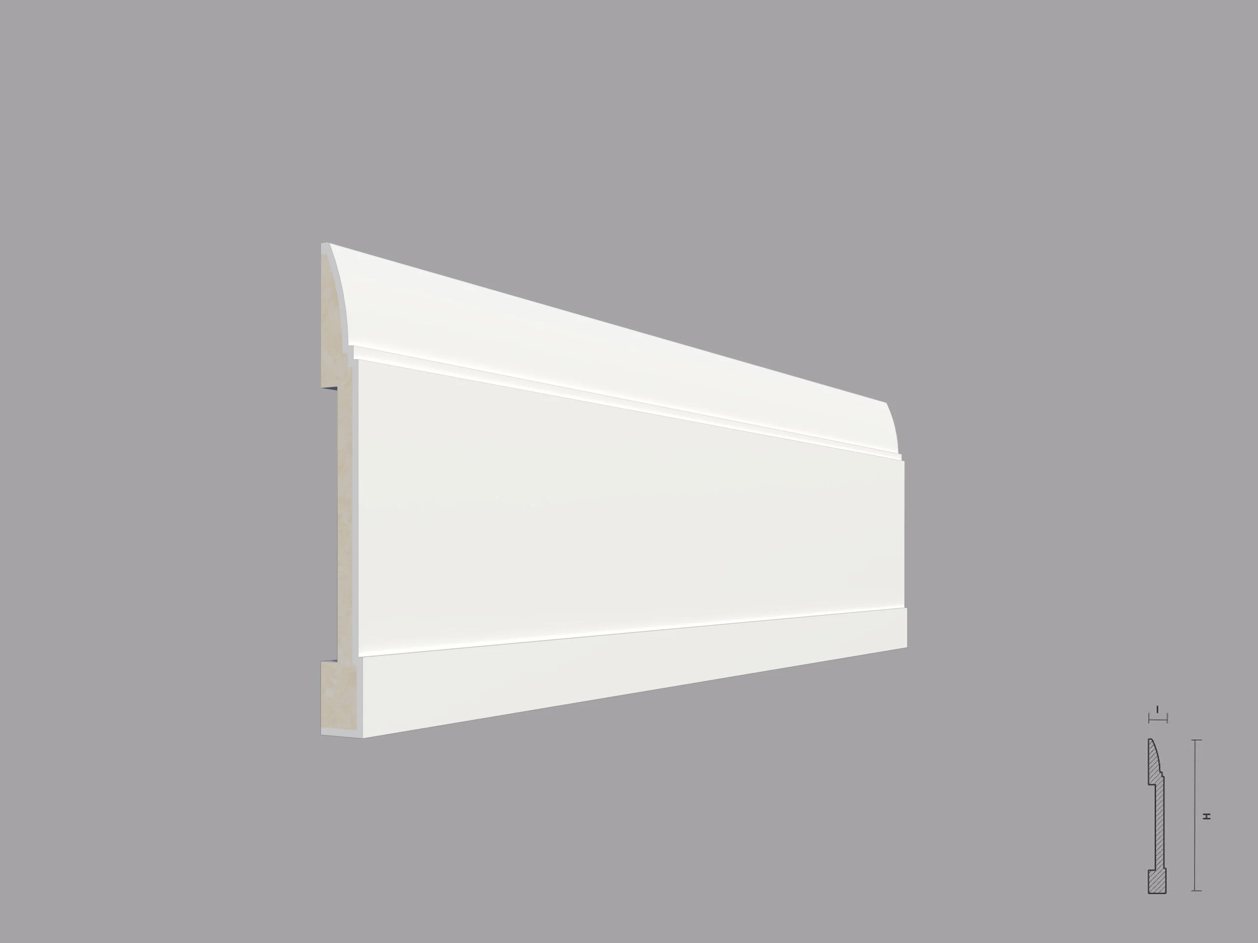 Plinta poliuretan de interior PL07- sectiune Plinta poliuretan de interior PL07 dimensiuni 150x17x2000mm - imagine 1