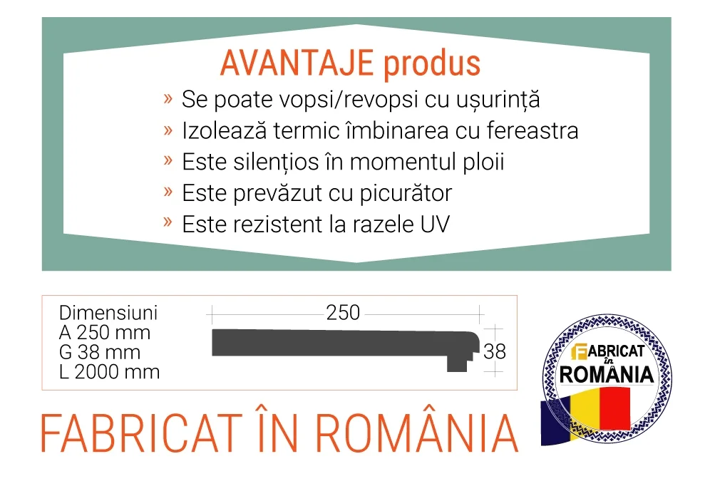 Solbanc - Glaf (2in1) XPS + rasina dimensiuni 250x38x2000mm - imagine 3