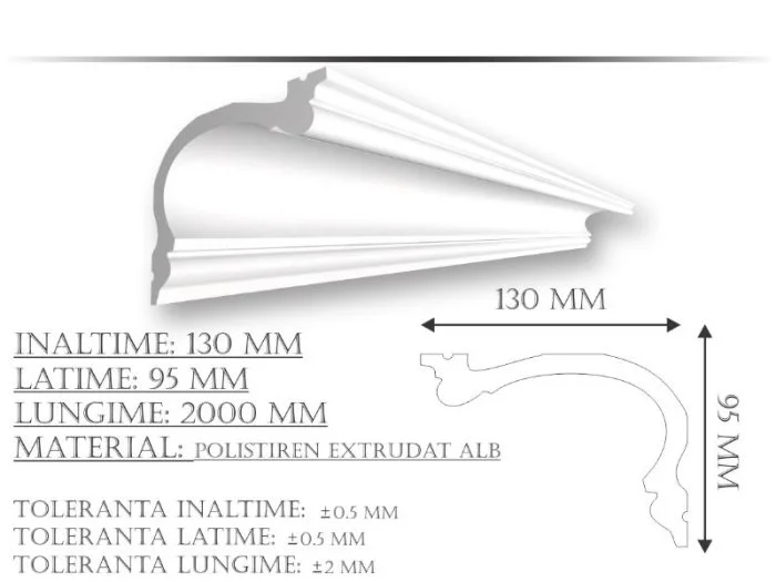 Bagheta de colt / Cornisa de interior BC40 dimensiuni 130x95x2000mm - imagine 3