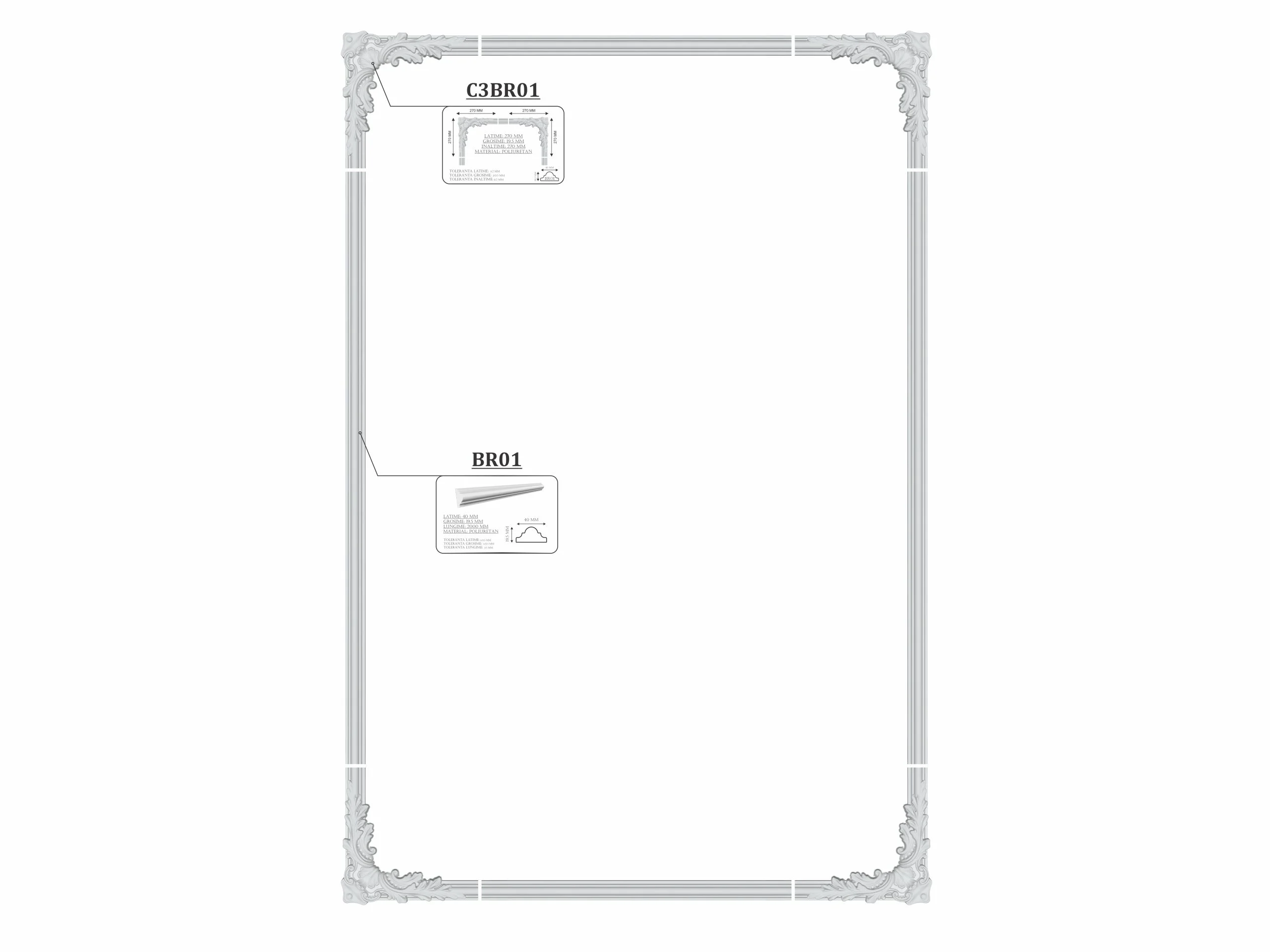 Rama_clasic Set chenar perete/tavan 8 piese plus adeziv model clasic - imagine 1