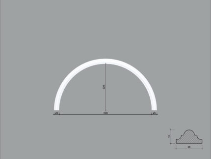 Arcada BR08 din poliuretan ARCBR08-450 de dimensiuni 225x13x450mm