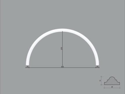 Arcada BR08 din poliuretan ARCBR08-550 de dimensiuni 275x13x550mm