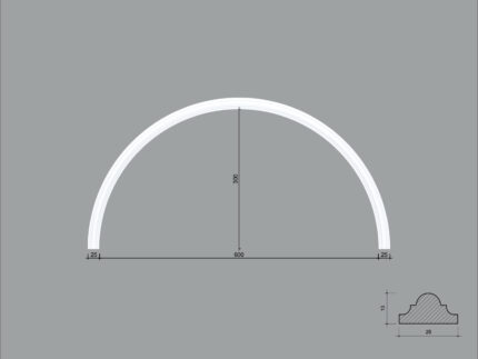 Arcada BR08 din poliuretan ARCBR08-600 de dimensiuni 300x13x600mm