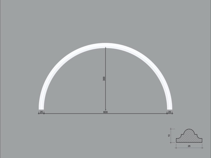 Arcada BR08 din poliuretan ARCBR08-600 de dimensiuni 300x13x600mm - imagine 1