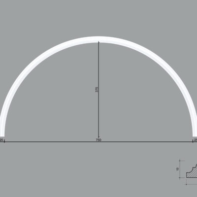 Arcada BR08 din poliuretan ARCBR08-750 de dimensiuni 375x13x750mm