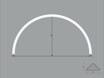 Arcada BR08 din poliuretan ARCBR08-750 de dimensiuni 375x13x750mm
