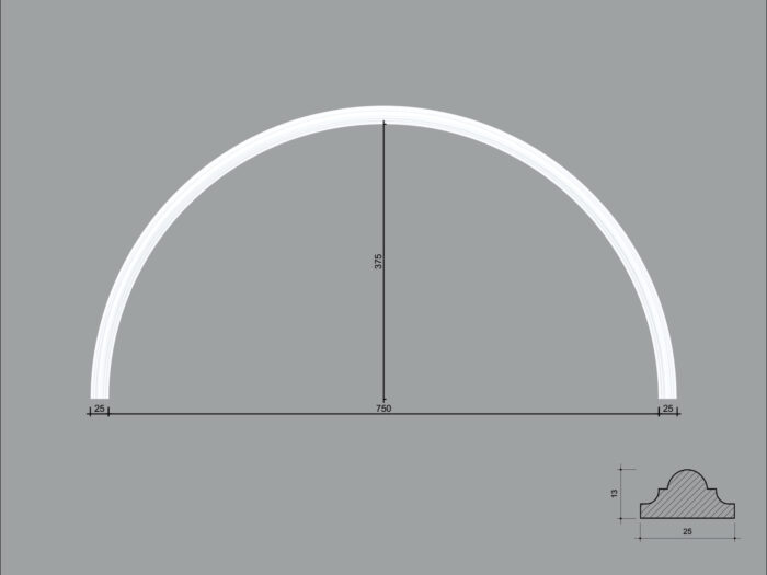 Arcada BR08 din poliuretan ARCBR08-750 de dimensiuni 375x13x750mm - imagine 1