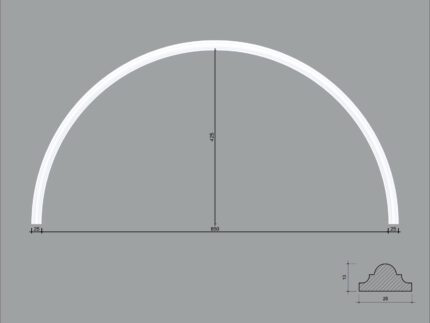 Arcada BR08 din poliuretan ARCBR08-850 de dimensiuni 425x13x850mm