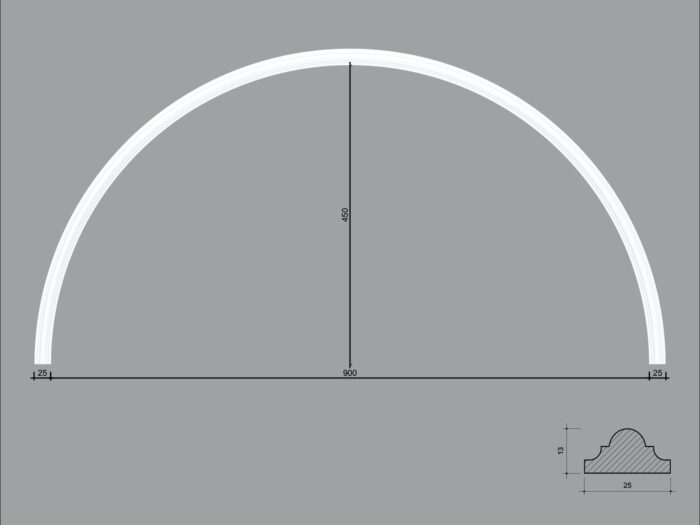 Arcada BR08 din poliuretan ARCBR08-900 de dimensiuni 450x13x900mm - imagine 1