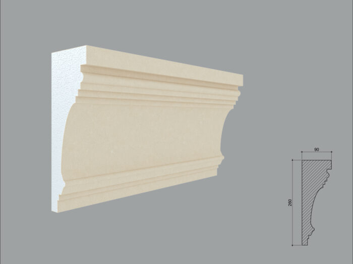 Cornisa decorativa de exterior tip FPC17-2M de dimensiuni 260x90x2000mm - imagine 1
